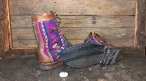 Size 39 Gypsy Boots - Yellow Stripe and Pink