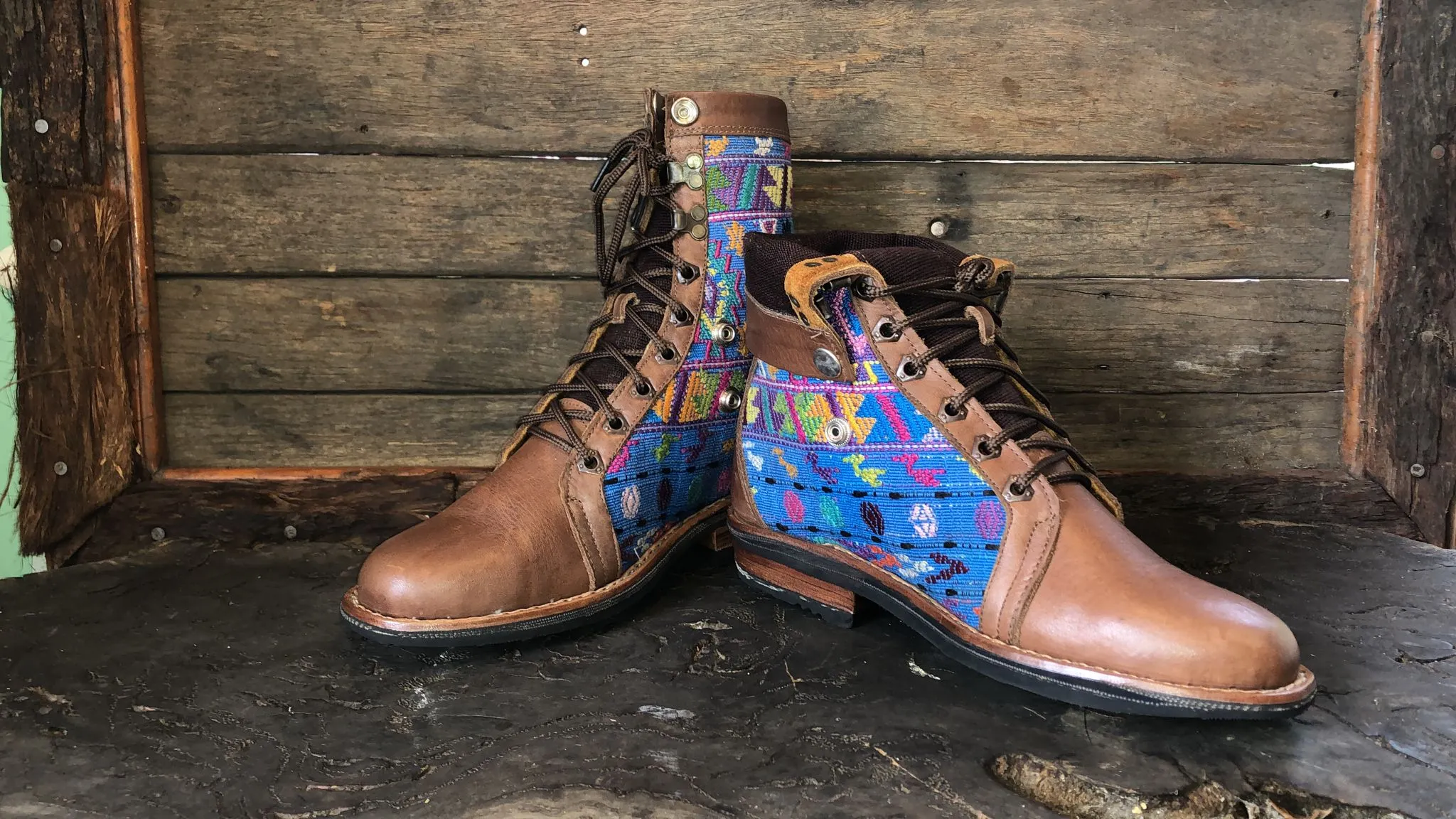 Size 40 Gypsy Boots - Aztec on Sky Blue