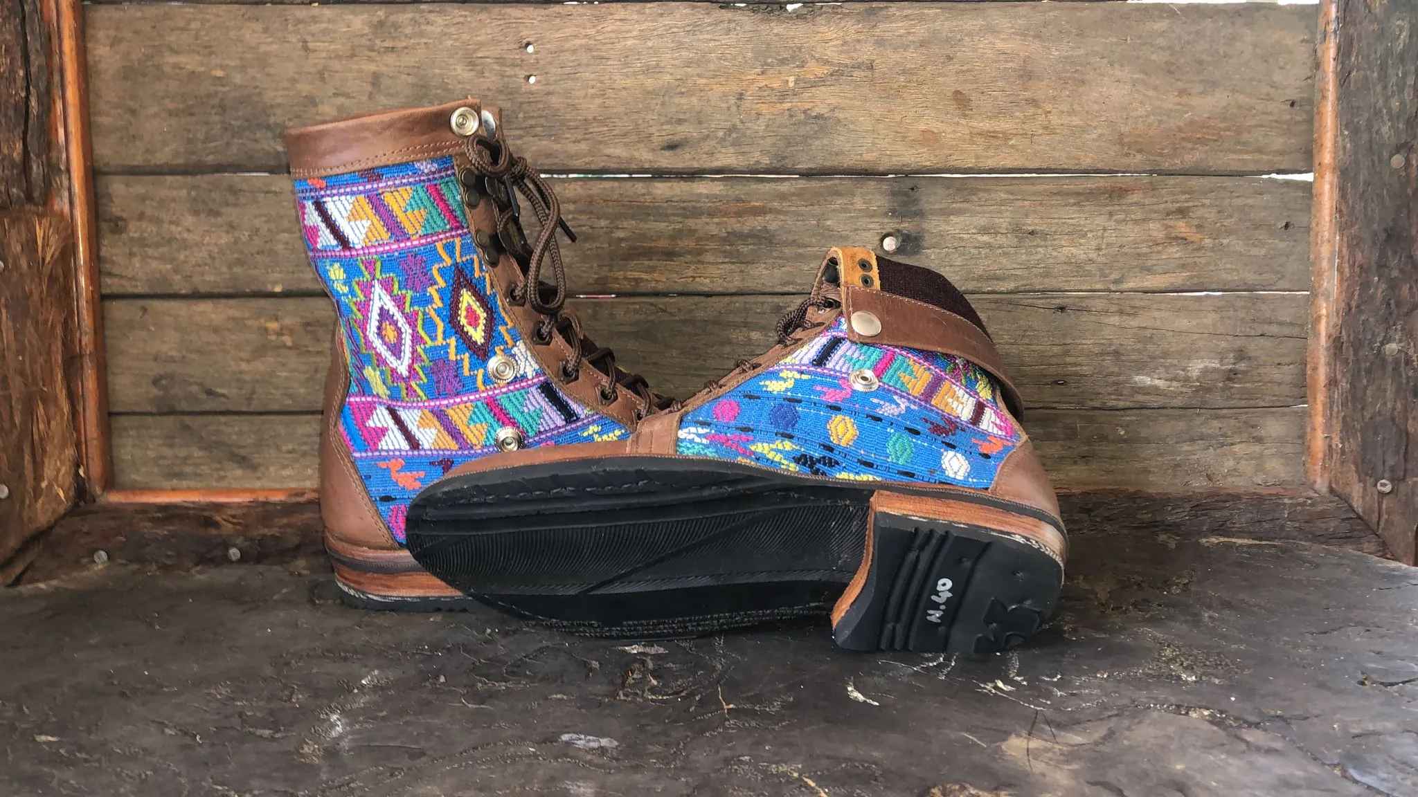 Size 40 Gypsy Boots - Aztec on Sky Blue
