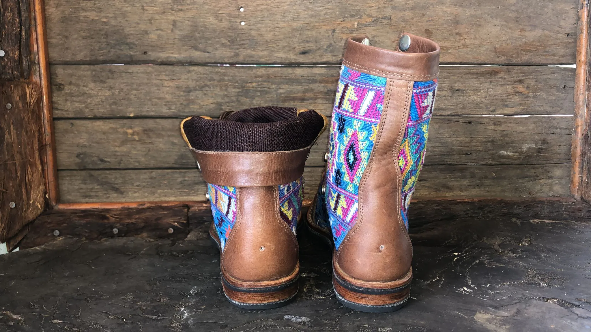 Size 40 Gypsy Boots - Aztec on Sky Blue
