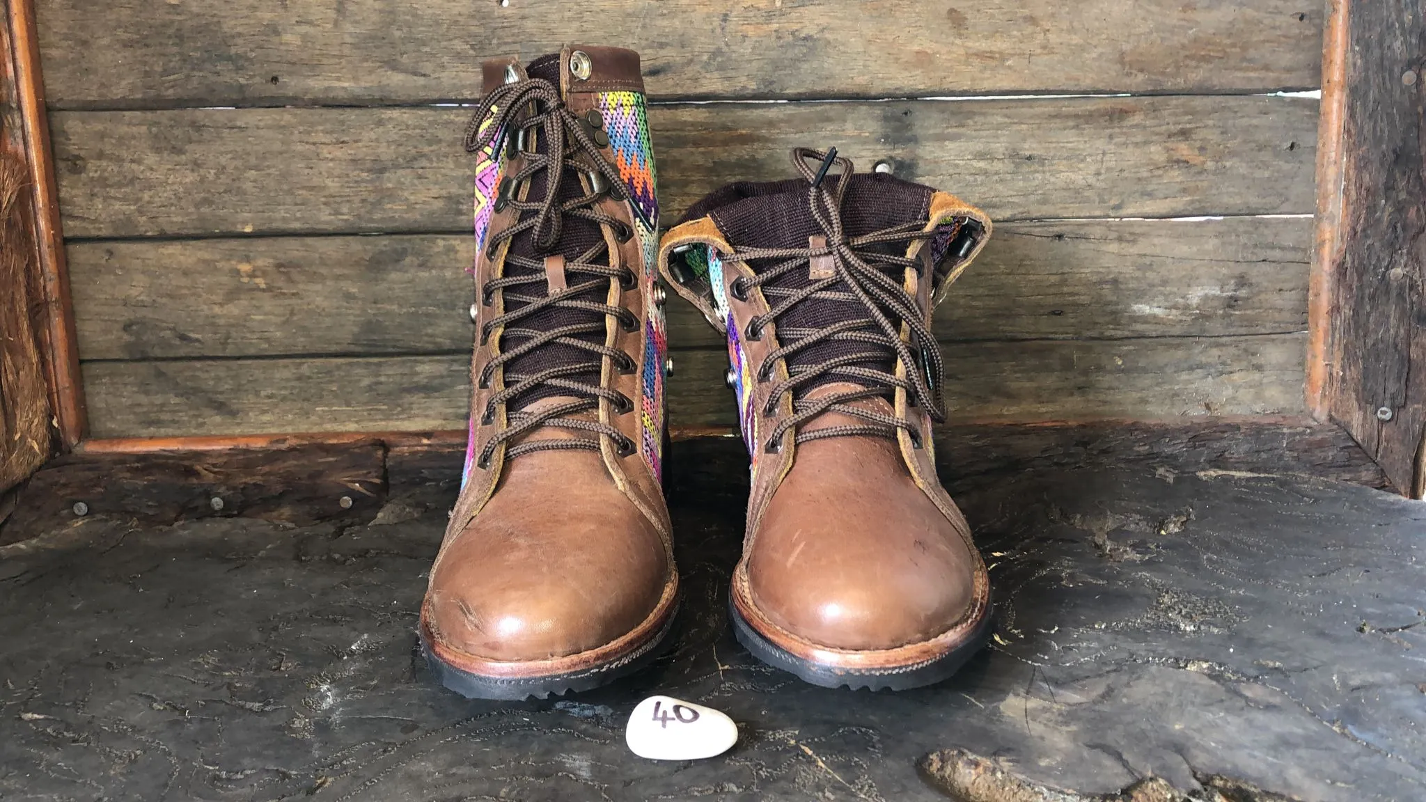 Size 40 Gypsy Boots - Aztec on Sky Blue