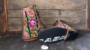 Size 40 Gypsy Boots - Rose Garden with Black Stripes