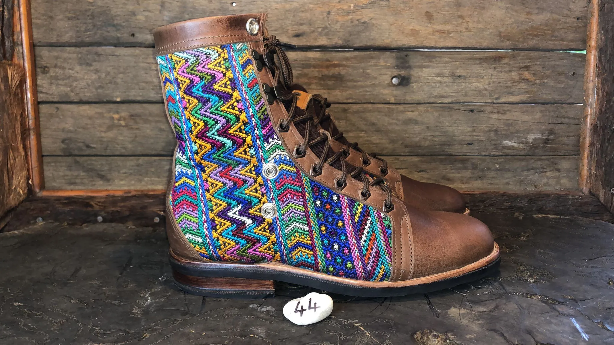 Size 44 Gypsy Boots - Yellow Zigzags