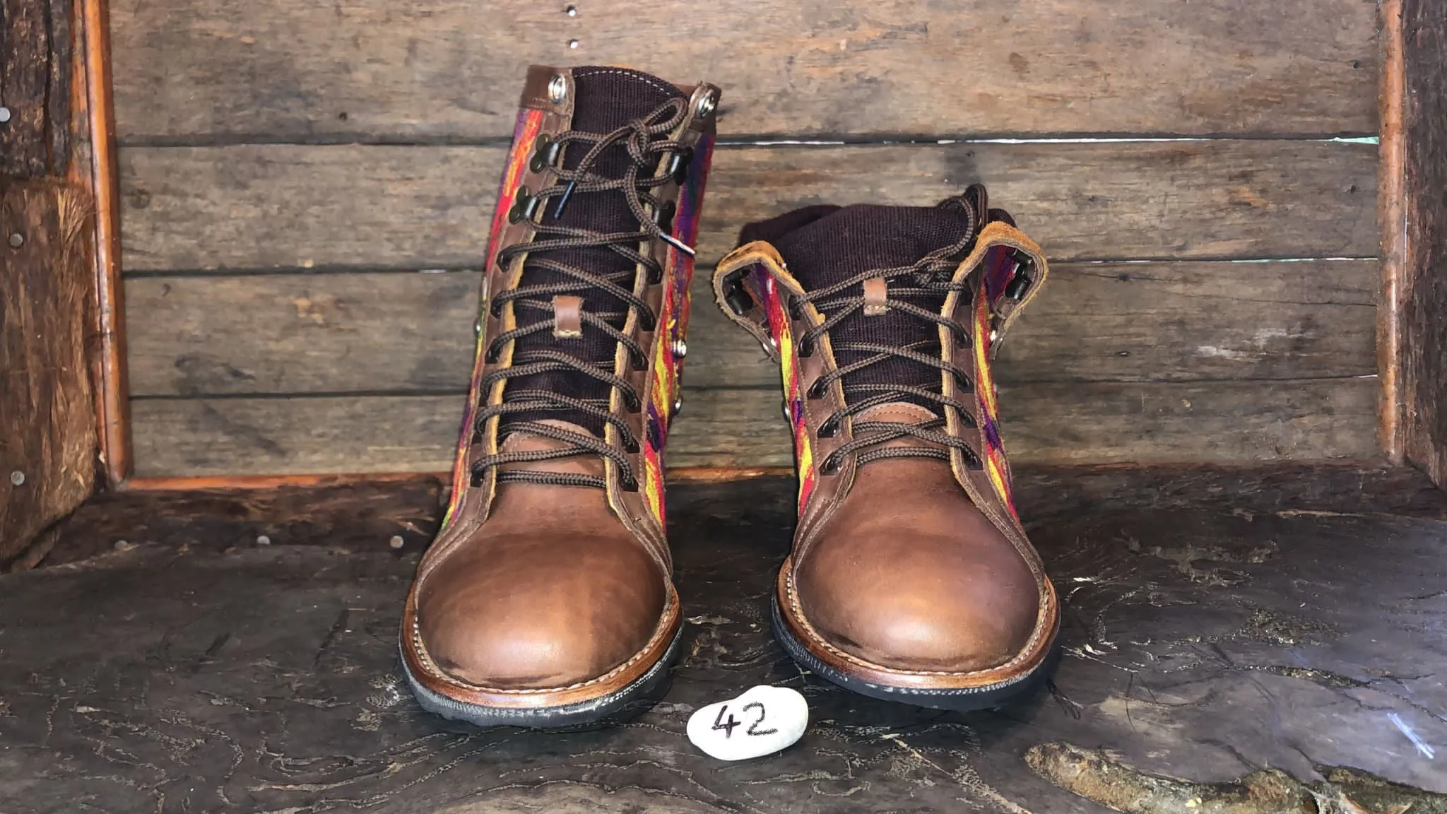 Size 45 Gypsy Boots - Birds on Red and Yellow