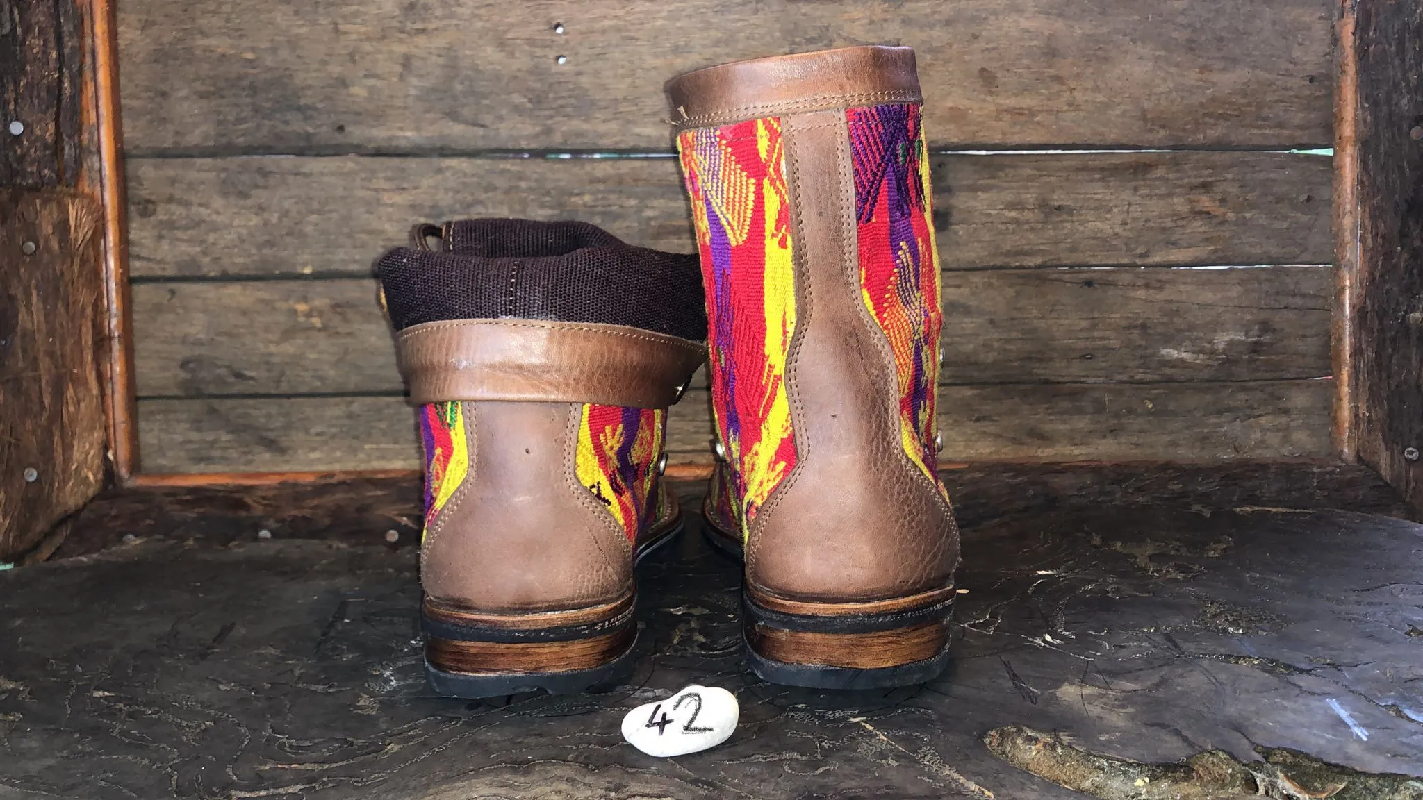 Size 45 Gypsy Boots - Birds on Red and Yellow