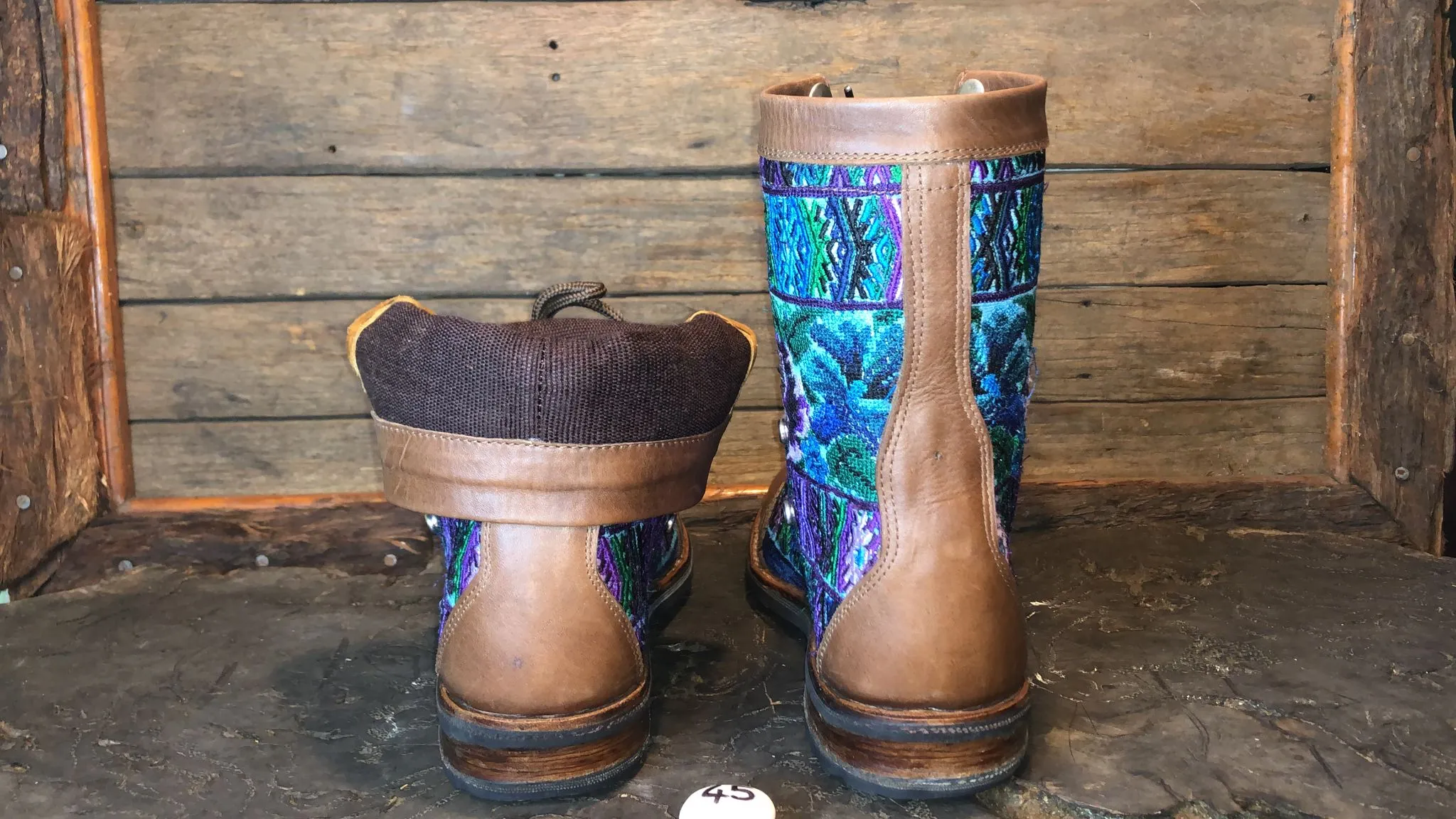 Size 45 Gypsy Boots - Purple Roses and Blue