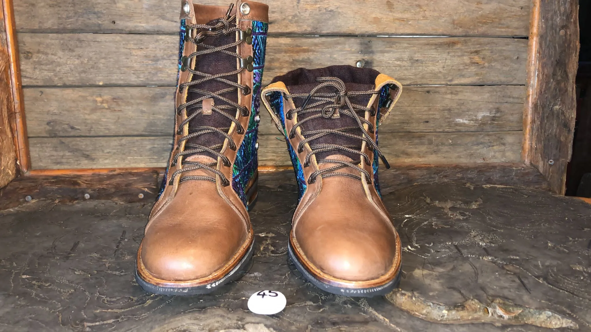 Size 45 Gypsy Boots - Purple Roses and Blue