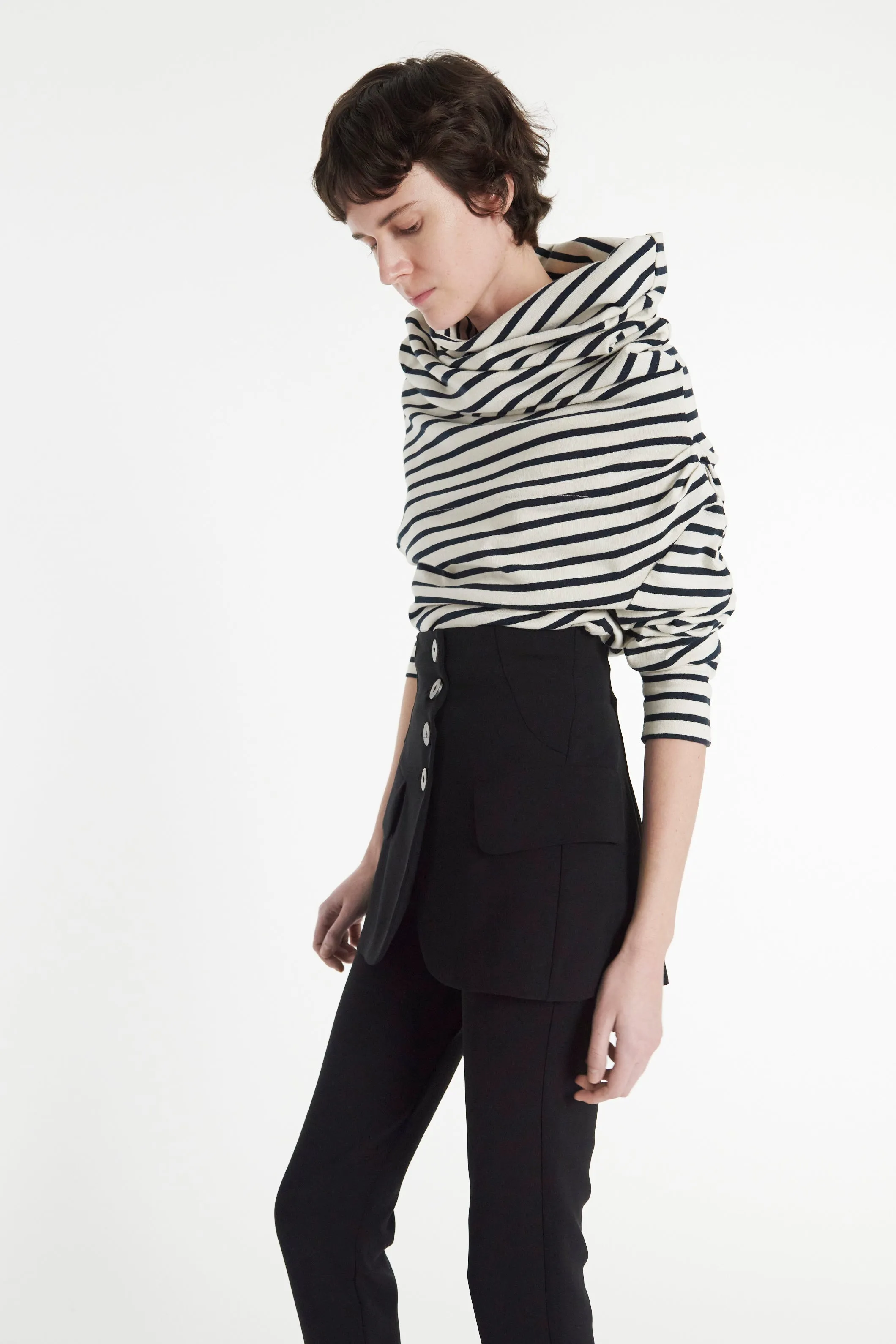 Slim Leg Trouser With Basque Detail Black