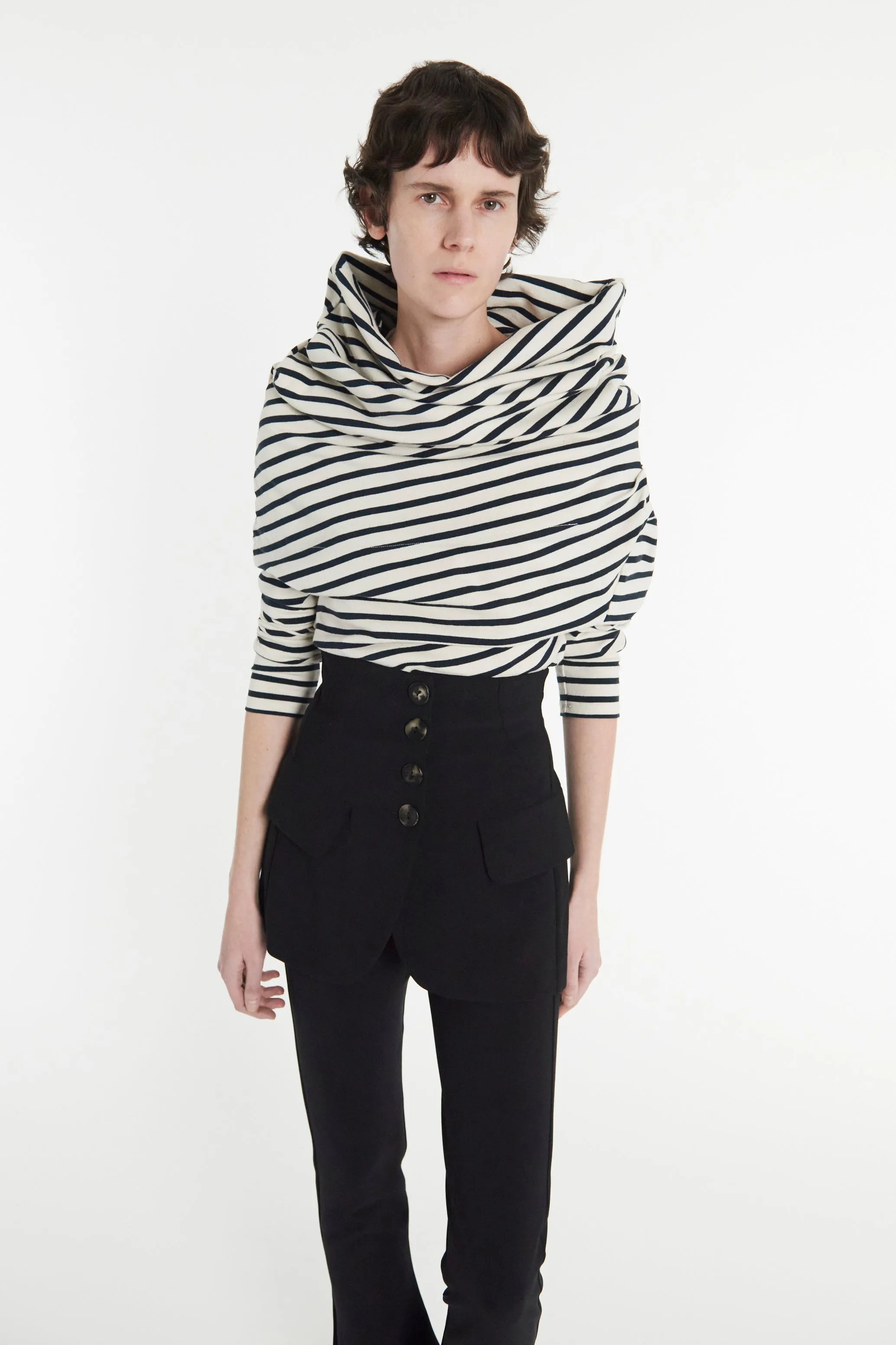 Slim Leg Trouser With Basque Detail Black