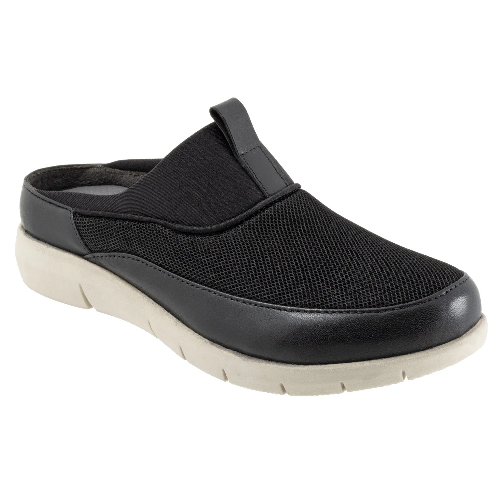 Softwalk Aberdeen Sport S2300-001 Womens Black Narrow Leather Clog Flats Shoes