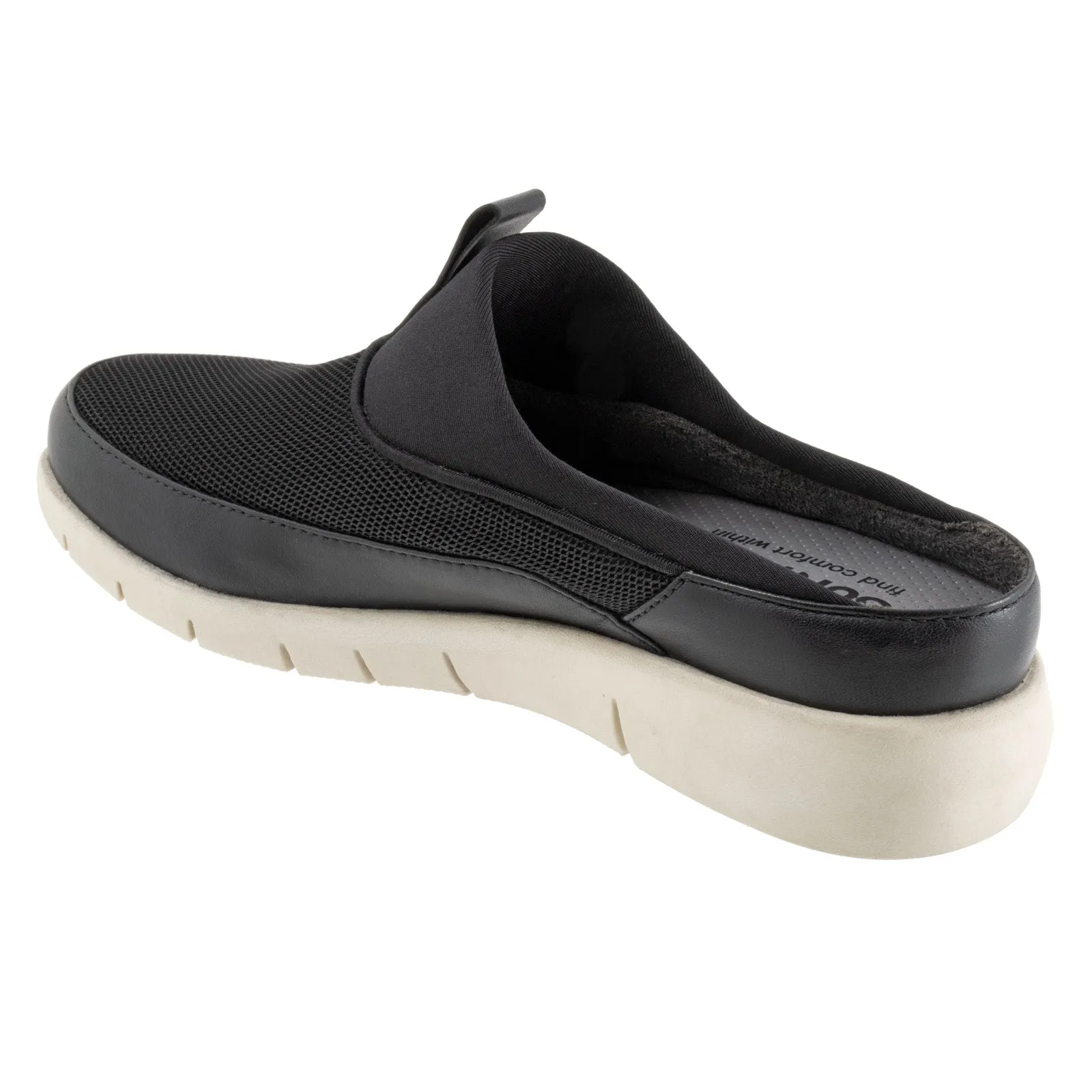 Softwalk Aberdeen Sport S2300-001 Womens Black Narrow Leather Clog Flats Shoes