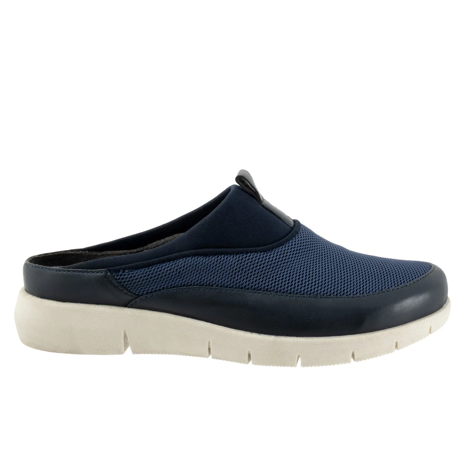 Softwalk Aberdeen Sport S2300-400 Womens Blue Wide Leather Clog Flats Shoes