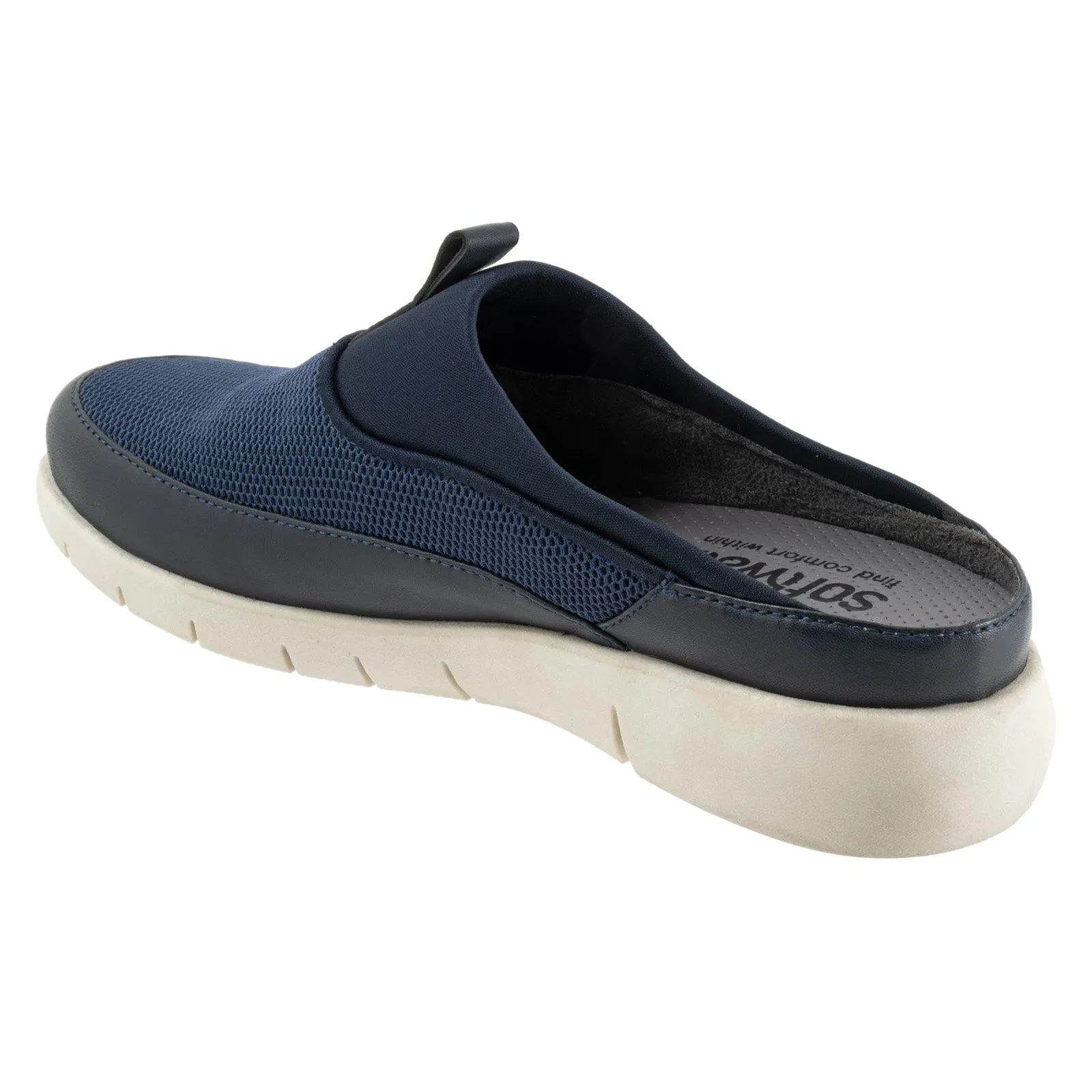 Softwalk Aberdeen Sport S2300-400 Womens Blue Wide Leather Clog Flats Shoes