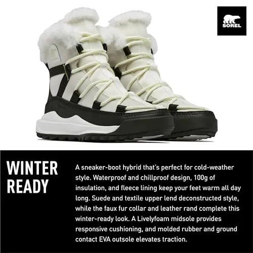 Sorel Women's ONA RMX Glacy Waterproof Boots - Sea Salt, Black - Size 8.5
