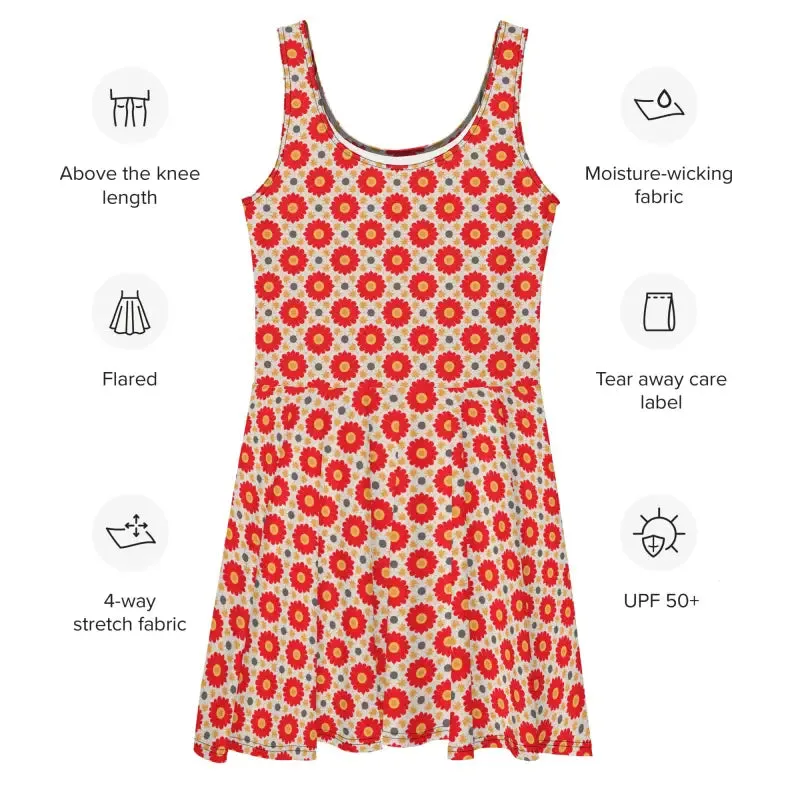 Stunning Sleeveless Skater Dress with Vibrant Flair