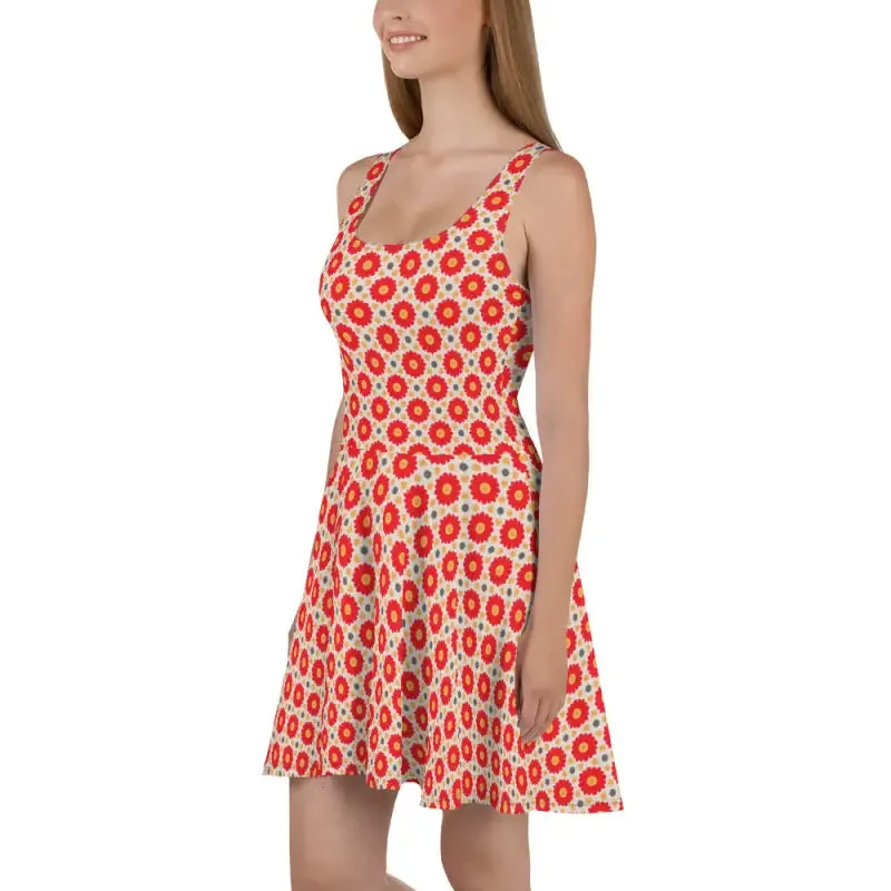 Stunning Sleeveless Skater Dress with Vibrant Flair