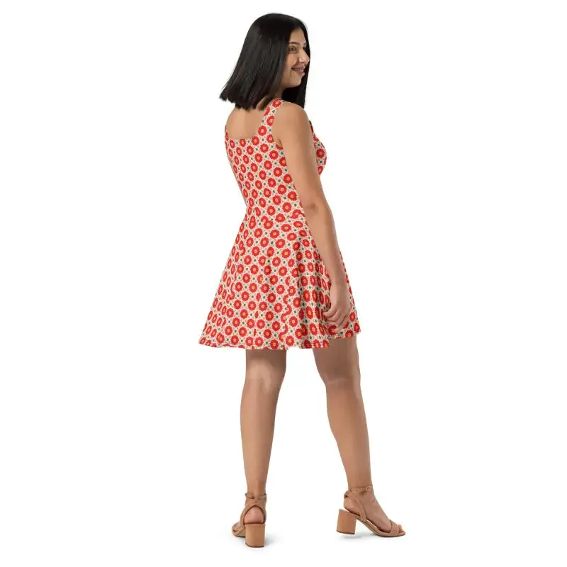 Stunning Sleeveless Skater Dress with Vibrant Flair