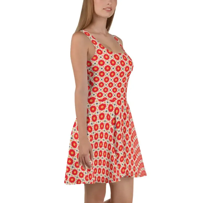 Stunning Sleeveless Skater Dress with Vibrant Flair