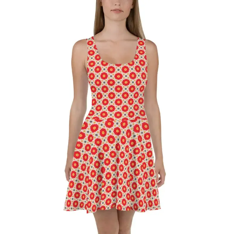 Stunning Sleeveless Skater Dress with Vibrant Flair