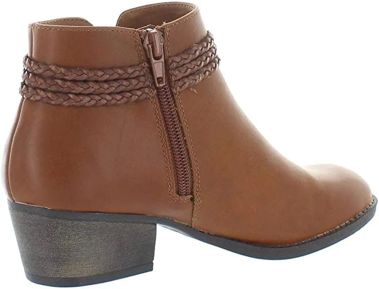 Style & Co. Womens Fellicity Faux Leather Round Toe Booties Tan 8.5 Medium (B,M)