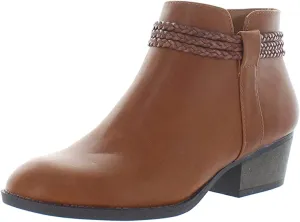 Style & Co. Womens Fellicity Faux Leather Round Toe Booties Tan 8.5 Medium (B,M)