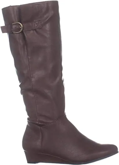 Style & Co. Womens Rainne Faux Leather Riding Boots Brown 6 Medium (B,M)