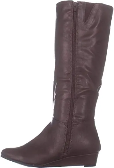 Style & Co. Womens Rainne Faux Leather Riding Boots Brown 6 Medium (B,M)