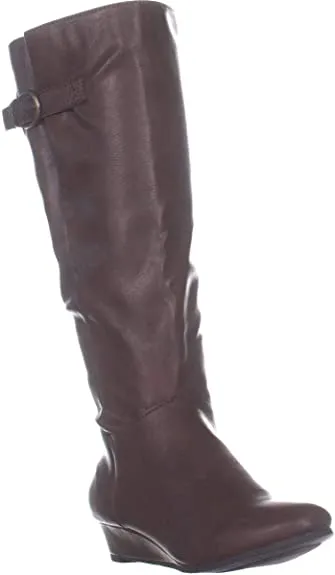 Style & Co. Womens Rainne Faux Leather Riding Boots Brown 6 Medium (B,M)