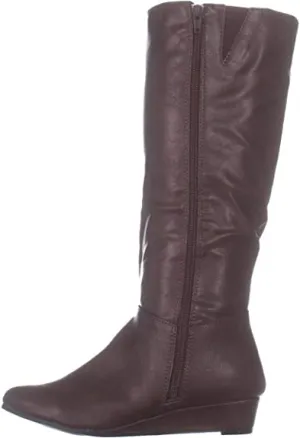 Style & Co. Womens Rainne Faux Leather Riding Boots Brown 6 Medium (B,M)