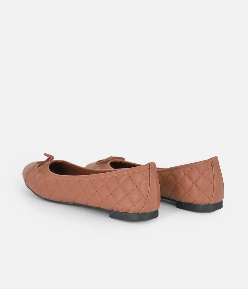 Stylish Quilted Brown Ballet Flats
