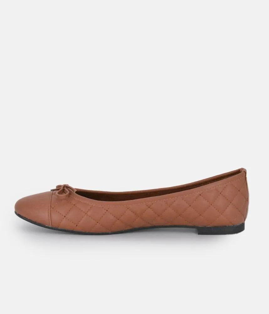 Stylish Quilted Brown Ballet Flats
