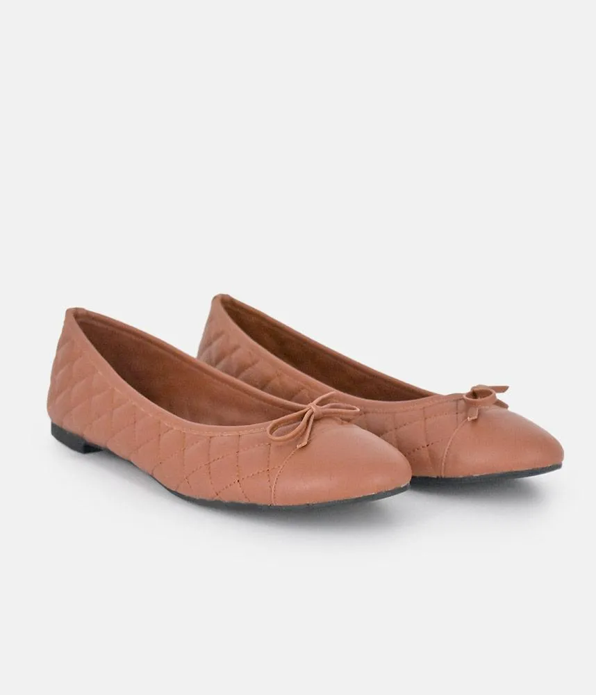 Stylish Quilted Brown Ballet Flats
