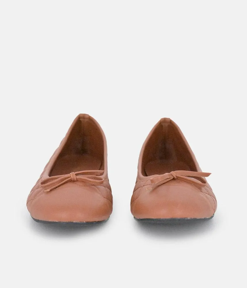 Stylish Quilted Brown Ballet Flats