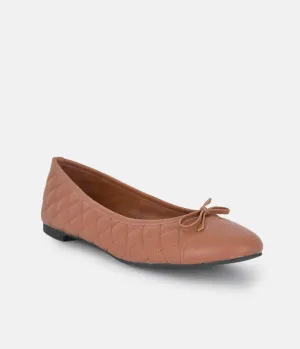 Stylish Quilted Brown Ballet Flats