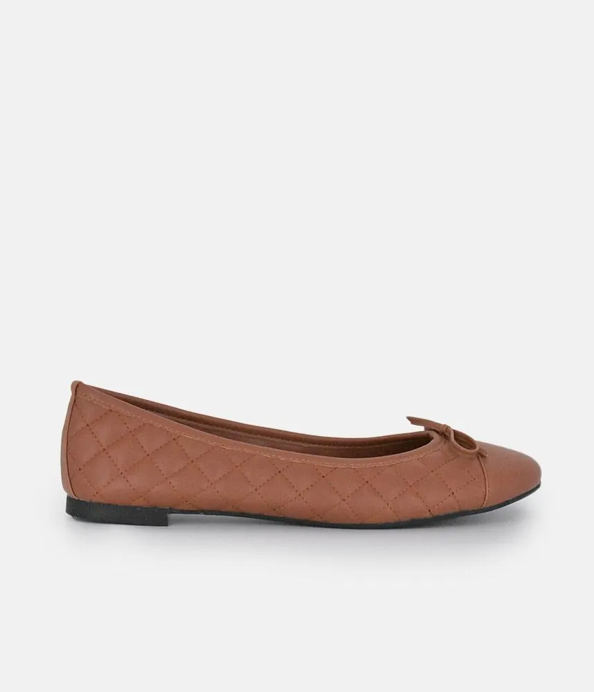 Stylish Quilted Brown Ballet Flats