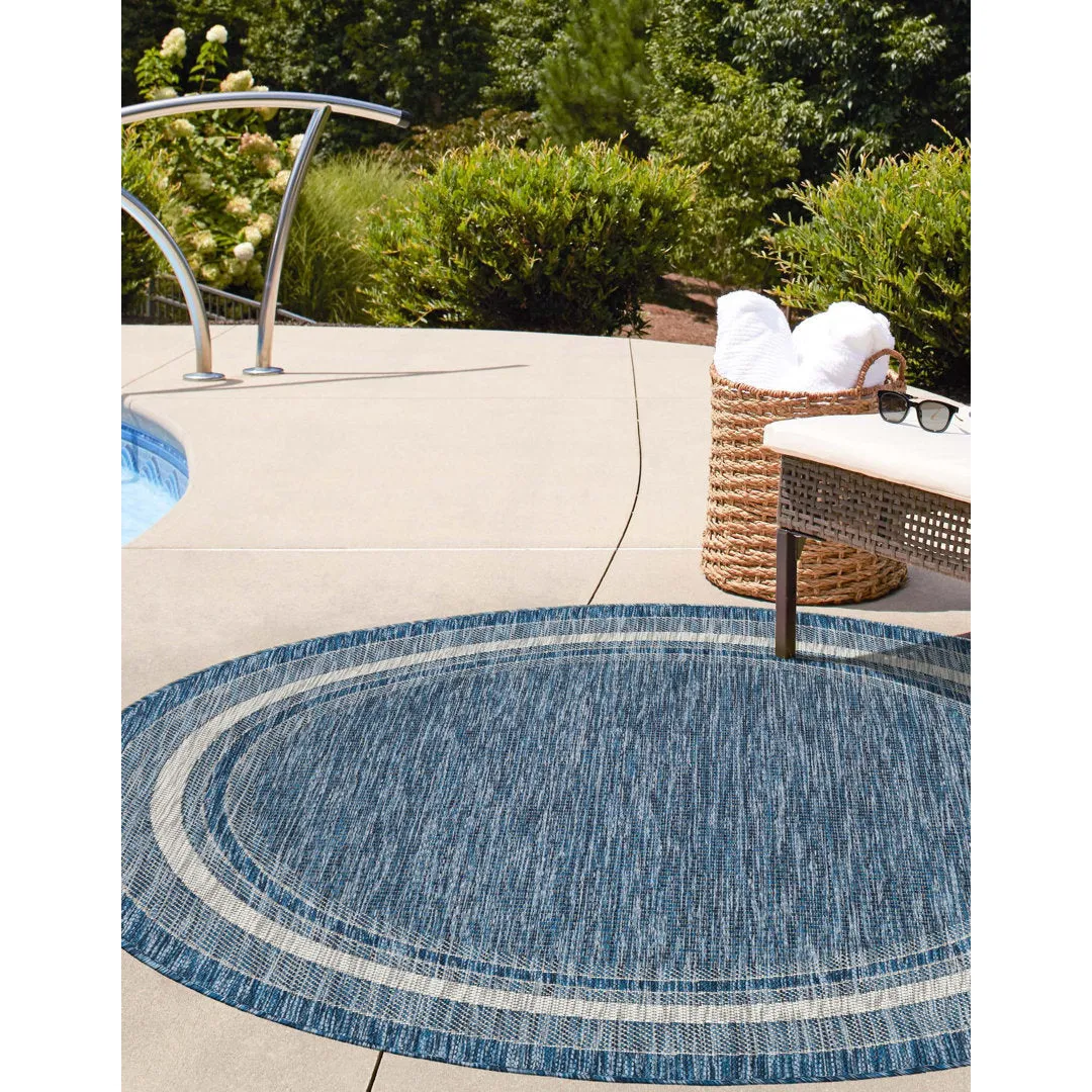 Swanee Blue Indoor / Outdoor Area Rug Arlmont & Co. Rug Size: Round 4'