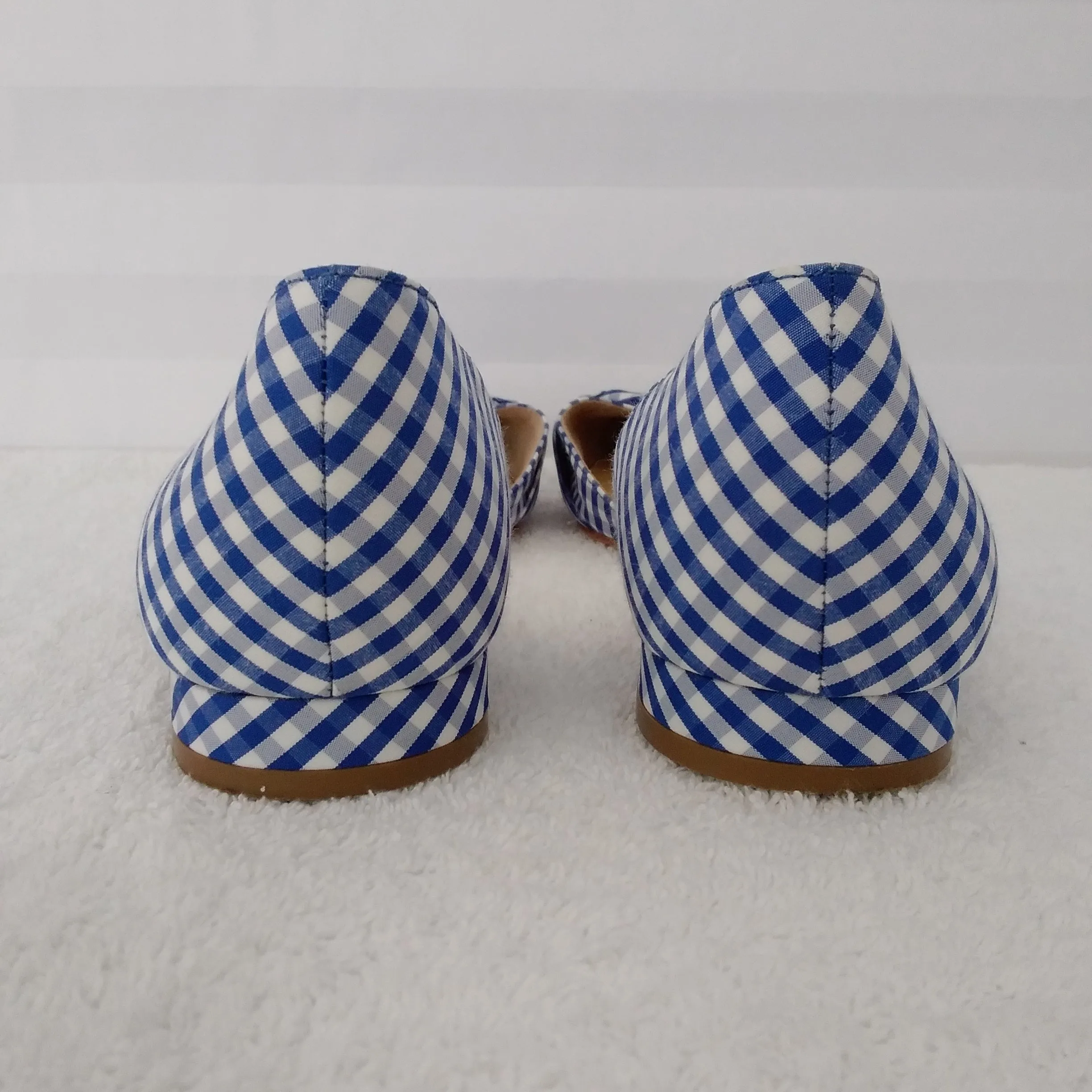 Talbots Blue/White Gingham Checked Edison D’orsay Bow Flats - Size: 7-1/2M