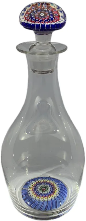 Tall 11" Vintage Whitefriars Millefiori Art Glass Decanter