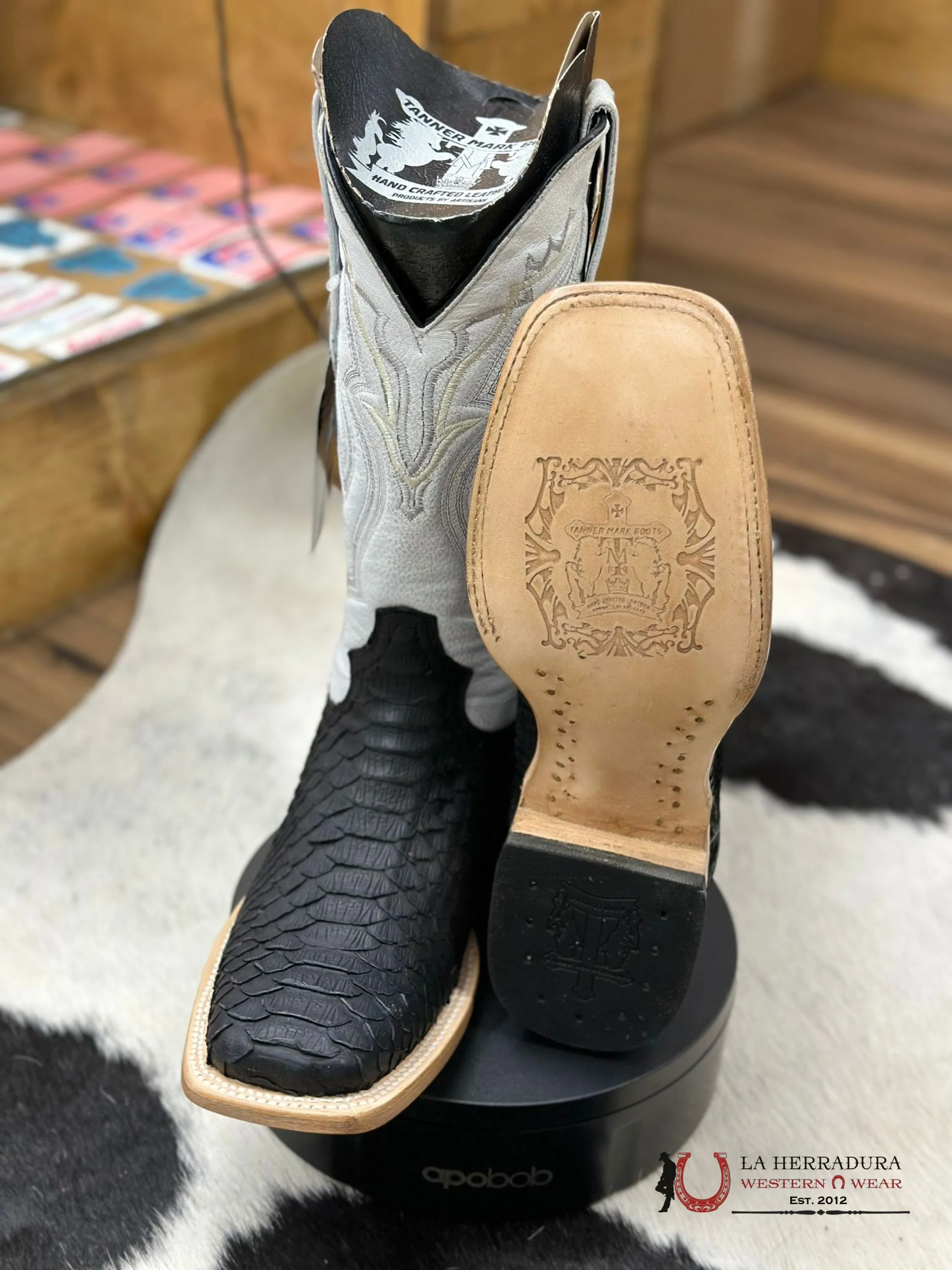 TANNER MARK BOOTS EXOTIC FISH SKIN BLACK
