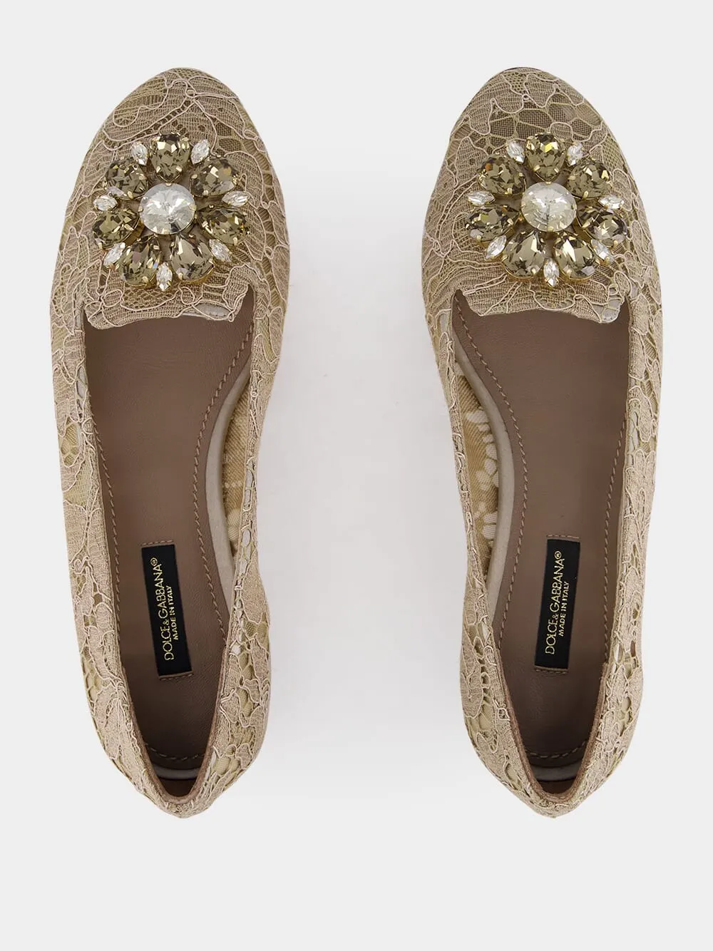 Taormina Lace Slippers With Crystal Detail