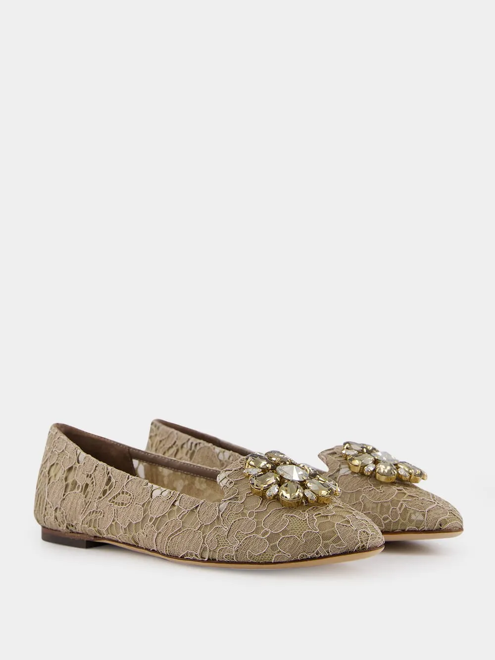 Taormina Lace Slippers With Crystal Detail