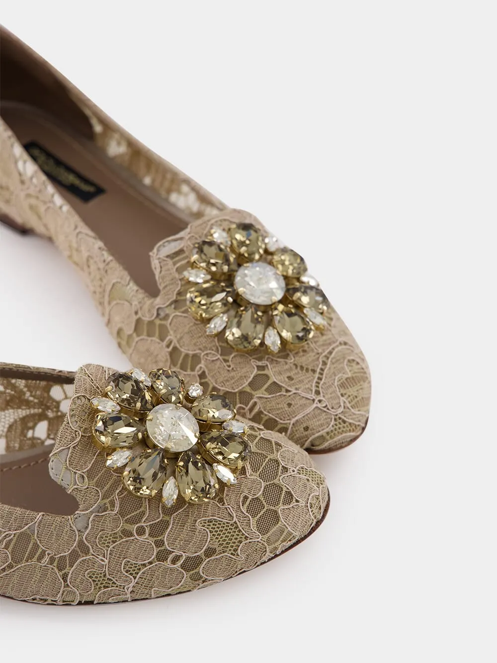 Taormina Lace Slippers With Crystal Detail