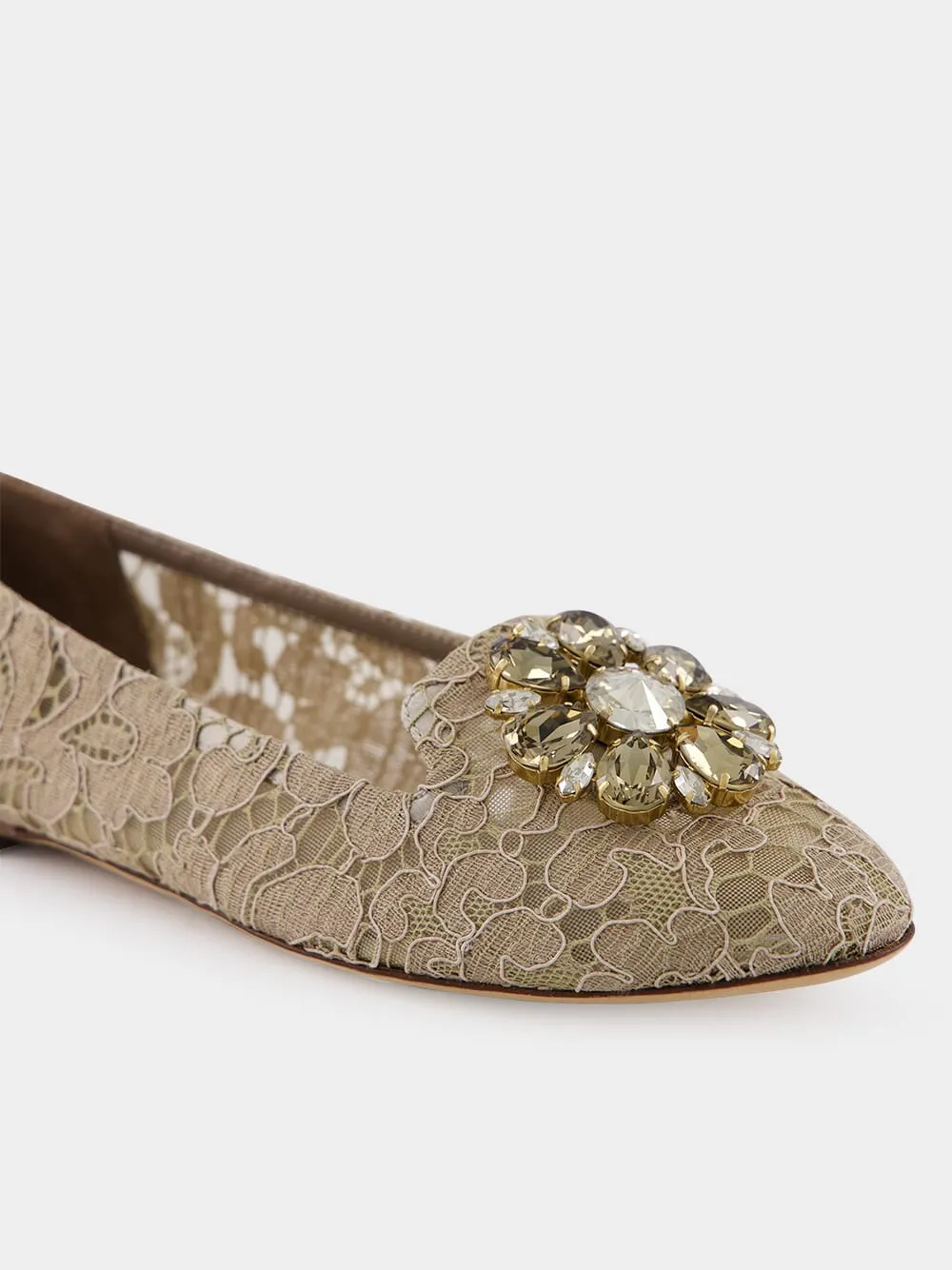 Taormina Lace Slippers With Crystal Detail