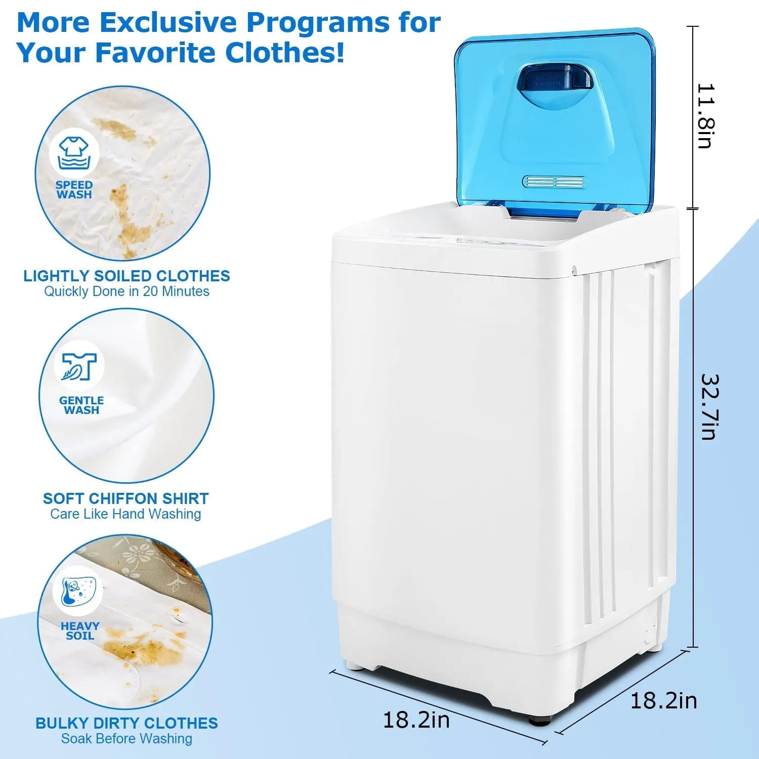 Tikmboex Fully Automatic Washing Machine, 17.8lbs Washer and Dryer Combo with Dual Inlets for Hot and Cold Water, Portable Washing Machine with LED Display & 1 Adjustable feet & Wheels