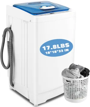 Tikmboex Fully Automatic Washing Machine, 17.8lbs Washer and Dryer Combo with Dual Inlets for Hot and Cold Water, Portable Washing Machine with LED Display & 1 Adjustable feet & Wheels