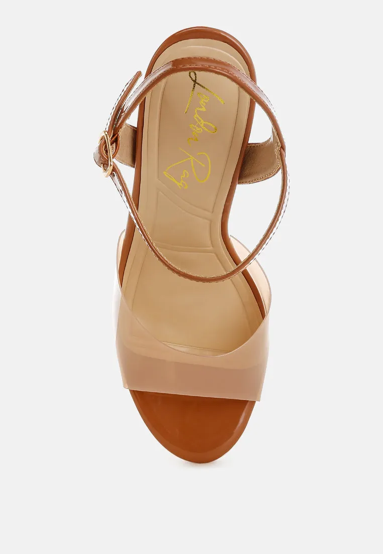 Tinted Clear Strap Block Heel Sandals By RUW