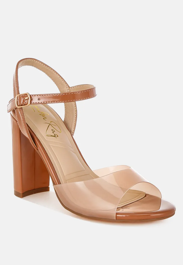 Tinted Clear Strap Block Heel Sandals By RUW