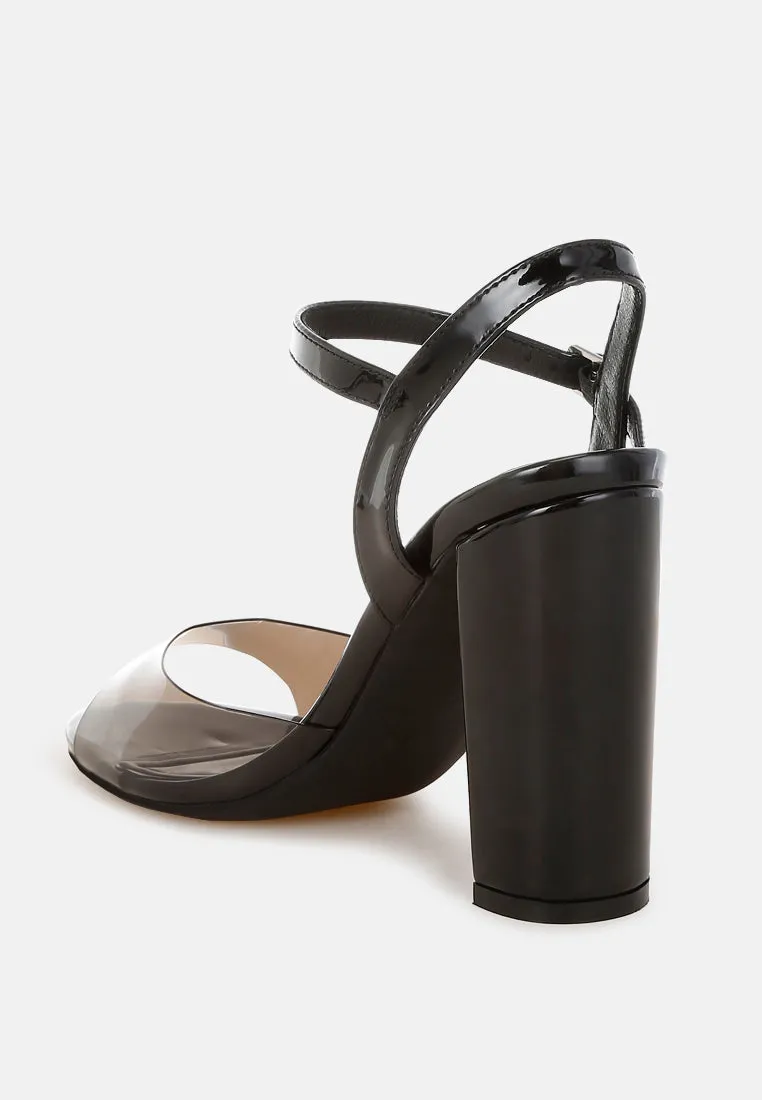 Tinted Clear Strap Block Heel Sandals By RUW