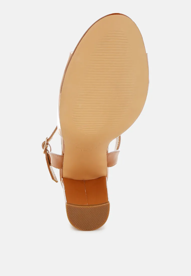 Tinted Clear Strap Block Heel Sandals By RUW