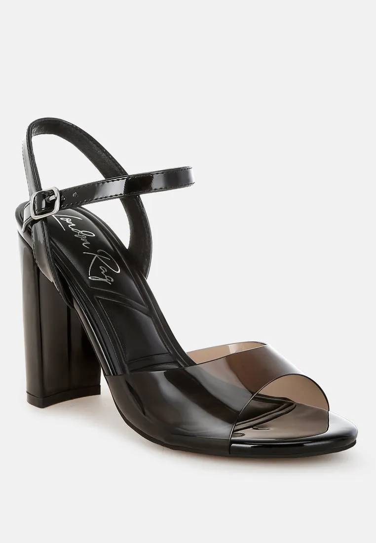 Tinted Clear Strap Block Heel Sandals By RUW